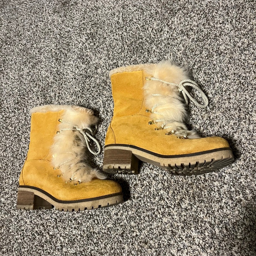 Montelliana 1965 Stella Shearling Boots Italian Size 7.5-8 EU 40 Chestnut Suede